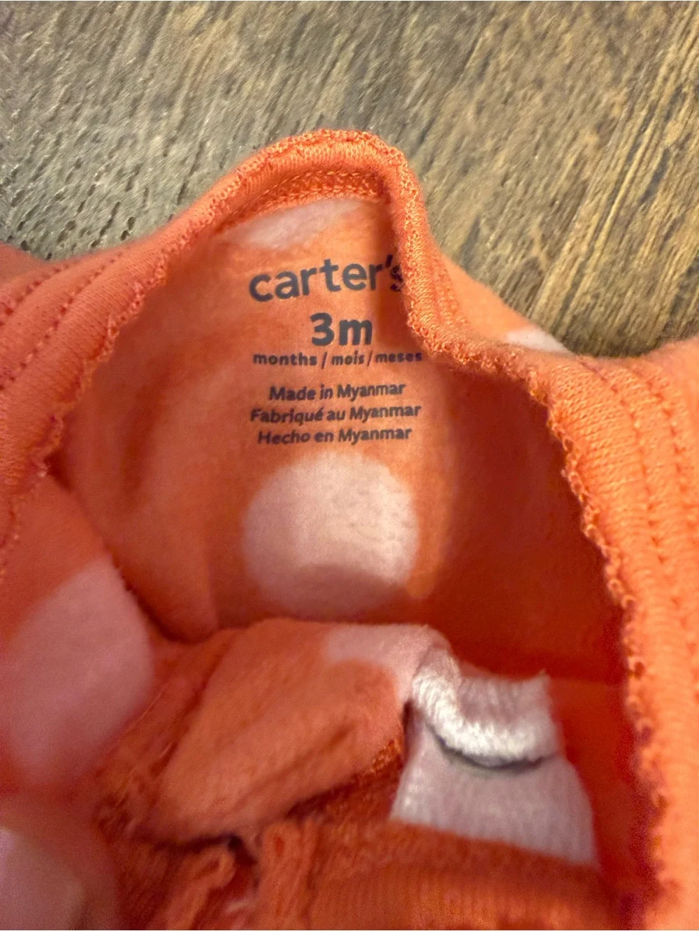 Carter's Coral Polka Dot Bunny Fleece Footed One-Piece